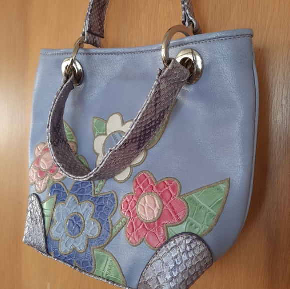 Kathy Van Zeeland Purple Flower Handbag - Picture 2 of 3